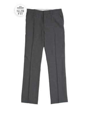 Crease Resistant Supercrease&trade; Boys&#39; Slim Fit Flat Front Slim Leg Trousers with Stormwear&trade;